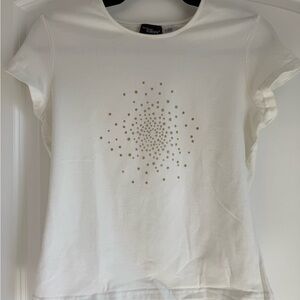 Ellos Gold Embellished White Fitted Tee